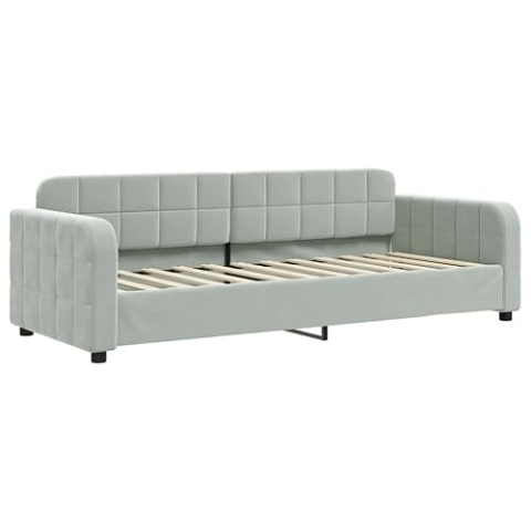 vidaXL Tagesbett, Gästebett 2-in-1, Sofabett Schlafsofa für Schlafzimmer Wohnzimmer, Bettsofa Sofa, Modernes Design, Hellgrau 80x200cm Samt