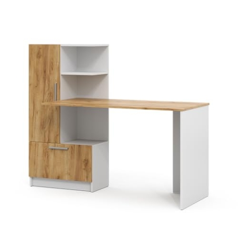 Vicco Schreibtisch Tomy, Arbeitstisch für das Büro, Weiß/Goldkraft Eiche, 150 x 59 cm