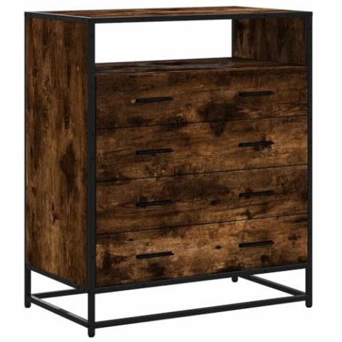 vidaXL Schubladenschrank Räuchereiche 70x41x83,5 cm Holzwerkstoff, Schubladenkommode, Lagerschrank, Aktenschrank, Sideboard mit Schubladen, Schrank