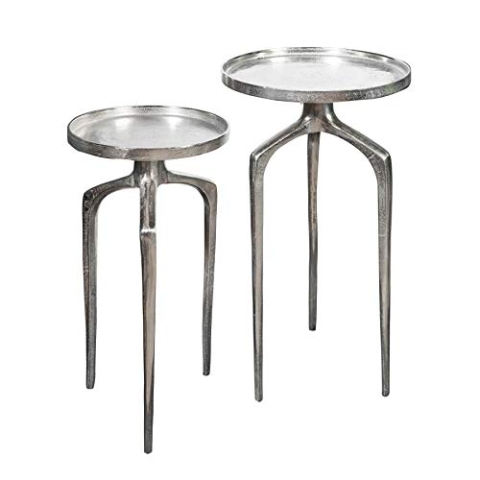 Riess Ambiente Elegantes 2er Set Beistelltische Abstract 59cm Silber Shabby Chic Sofatische Wohnzimmertische Nachttische Tisch Set