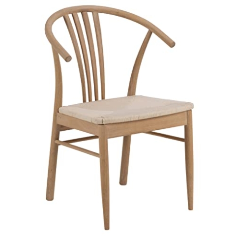 AC Design Furniture Yoana Esszimmerstühle 2er Set, Lounge Esszimmerstühle aus Holz im Skandinavischen Stil mit Gebogener Rückenlehne und Geflochtener Sitzfläche, Mid-Century-Möbel, Esszimmermöbel