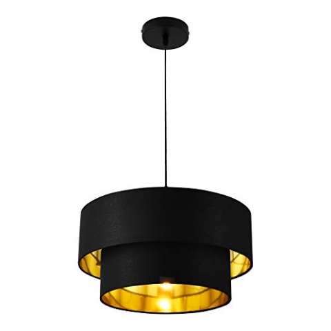 lux.pro Hängeleuchte Lopar E27 Deckenleuchte Hängelampe 40 cm Metall Stoff Schwarz-Gold