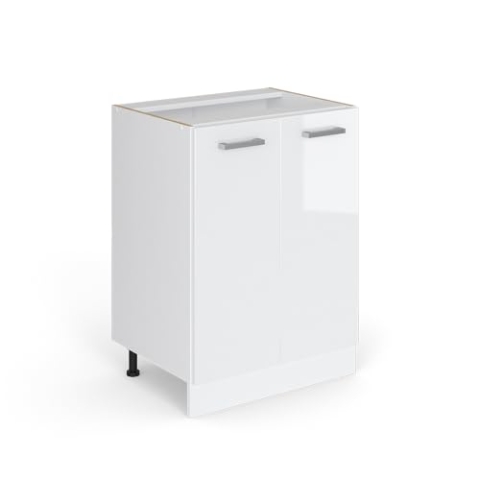 Vicco Unterschrank R-Line, Weiß Hochglanz/Weiß, 60 cm mit Türen, ohne Arbeitsplatte