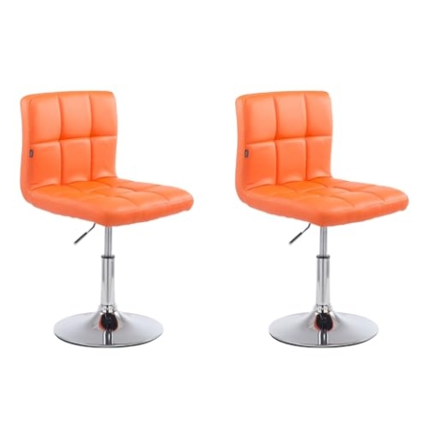 CLP 2er Set Lounger Palma V2 Mit Kunstlederbezug I 2 x Höhenverstellbarer Polsterstuhl Mit Rückenlehne, Farbe:orange