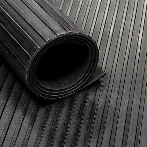 Gummiläufer/Gummimatte von der Rolle, breite Rillen (100 cm x 6mm)