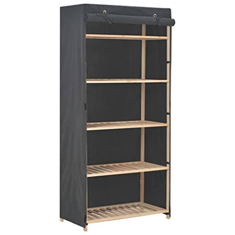 vidaXL Kleiderschrank Stoffschrank Garderobenschrank Garderobe Schrank Schlafzimmerschrank Wohnzimmer Schlafzimmer Grau 79x40x170 cm Stoff