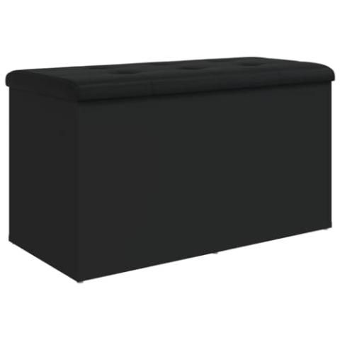 vidaXL Sitzbank, Bank mit Stauraum, Gepolstert Sitzhocker Truhenbank, Polsterbank Sitztruhe Aufbewahrungsbox für Wohnzimmer Flur, Schwarz Holzwerkstoff