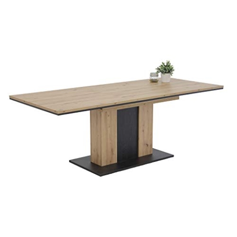 Hela Tische, Esstisch Säulentisch Atlanta, Holzwerkstoff melaminbeschichtet, Dekor Artisan Eiche, ausziehbar 160-210x90x75cm