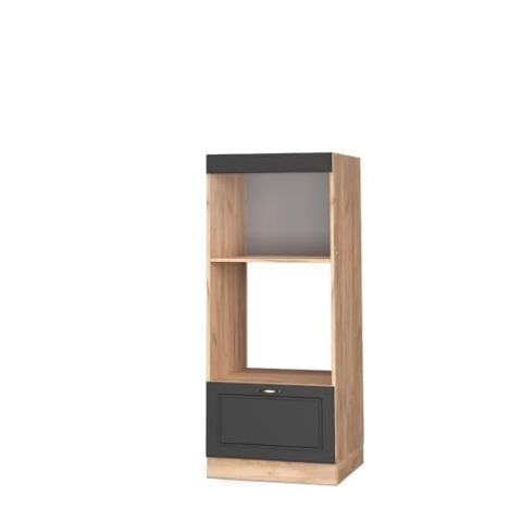 Vicco Mikrowellenschrank Fame-Line, Anthrazit-Gold/Goldkraft Eiche, 60 cm offen