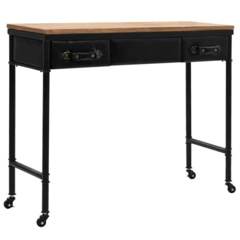 vidaXL Konsolentisch 4 Rollen MDF Tannenholz Konsole Beistelltisch Ablagetisch