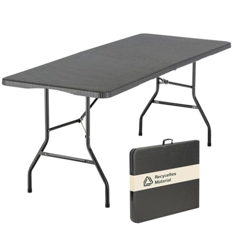 Skandika Klapptisch MASI | Gartentisch bis 200 kg belastbar, recyceltes HDPE-Material, Tisch klappbar, Stahlgestell, wetterfest, 180 cm, pflegeleicht | Balkontisch, Campingtisch