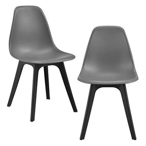 [en.casa] 2X Esszimmerstuhl 'Brevik' 83 x 54 x 48 cm Kunststoff Grau/Schwarz