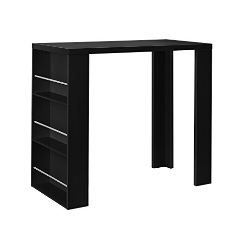 [en.casa] Bartisch mit integrierter Hausbar Esstisch 117 x 57 x 107 cm Tresentisch mit 3 Ablageflächen Stehtisch Bartheke mit 3 Fächern Küchentheke Tresen Schwarz Spanplatte