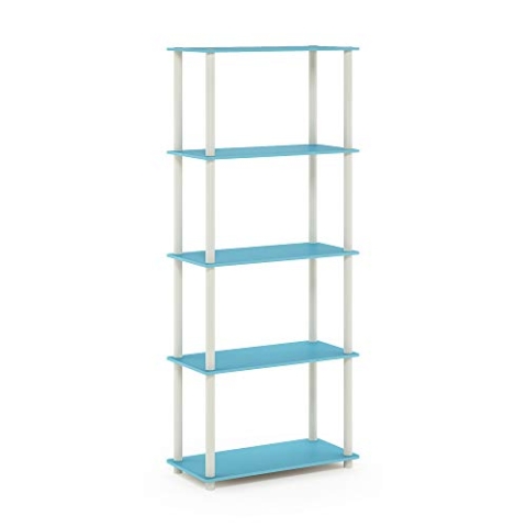 Furinno Turn-N-Tube 5-stufiges Mehrzweck-Regal-Präsentationsregal, Hellblau/Weiß