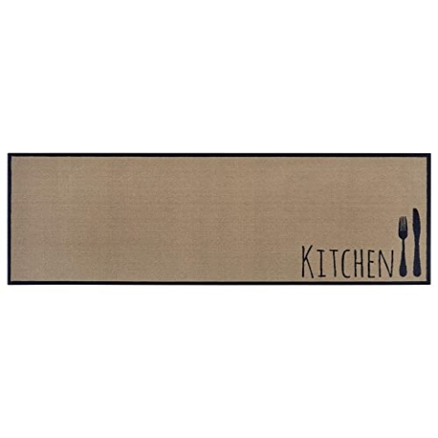 Zala Living Cook & Clean Läufer – rutschfest Teppichläufer Flachgewebe Kurzflor Teppich Küchenteppich Waschbar Küchenläufer Kitchen für Flur, Küche, Wohnzimmer – Braun, 50x150cm