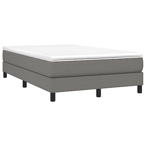 vidaXL Bettgestell, Polsterbett Bett für Schlafzimmer, Bettrahmen mit Lattenrost, Schlafzimmerbett Doppelbett, Dunkelgrau 120x200cm Stoff