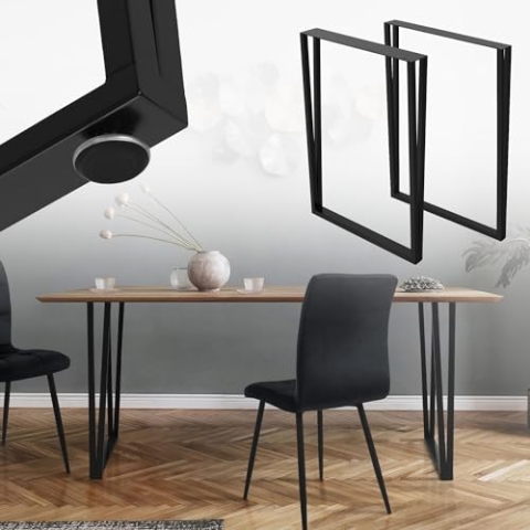 ML-Design 2 Stück Tischbeine 50xH71,5cm, Tischkufen rechteckige Form, Stahl pulverbeschichtet, Schwarz, Industriedesign, Kufengestell Esstisch/Schreibtisch, Tischgestell, Metall Möbelfüße DIY-Projekte
