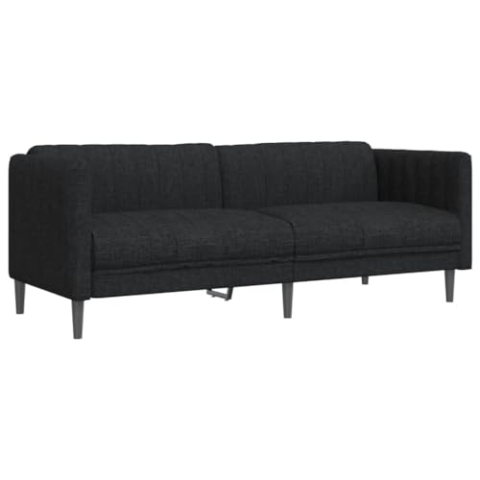 vidaXL Sofa 3-Sitzer, Couch mit Armlehnen Rückenlehne Stützbeine, Loungesofa für Wohnzimmer, Polstersofa Sofagarnitur, Modern, Schwarz Stoff
