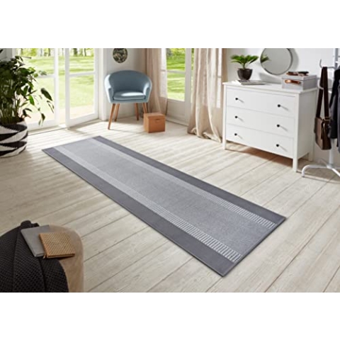 Hanse Home Teppich Läufer Band 80x250cm – Teppichläufer Weicher Kurzflor Teppich Modernes Design Läufer für Flur, Schlafzimmer, Kinderzimmer, Badezimmer, Wohnzimmer, Küche Dekoläufer – Light Grey