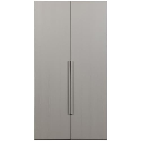 WOOOD Rens Kleiderschrank 2 Türig, Garderobenschrank aus Nussbaum-Dekor Schrank mit Hängefach und Ablagefächer - Grau - 210x110x58 cm