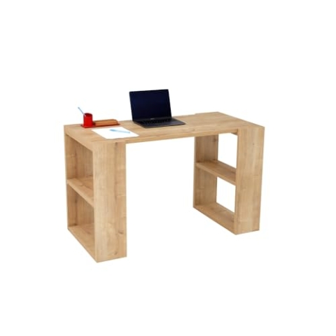 furni24 Schreibtisch fürs Arbeitszimmer und Home Office - Bürotisch Regal PC Tisch Schublade Ablage - laminierter Computertisch aus Holz, Arbeitstisch, Tisch aus 25 mm Spanplatte (Eiche, 120x60x75cm)