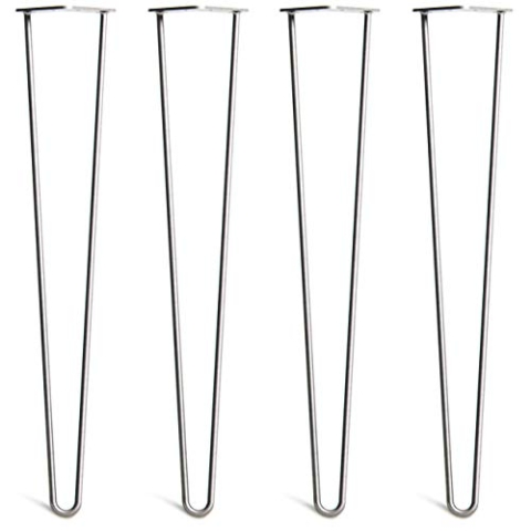 The Hairpin Leg Co. 4X Haarnadel-Tischbeine: Doppel-Schweiß Stahl, Schrauben, Anleitung, Schutzfüße. Klassischer 10mm 2 Stangen Stil. 71cm Klarlack