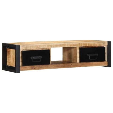 vidaXL TV-Schrank 100x30x25 cm Raues Massivholz Mango, TV-Ständer, TV-Sideboard, HiFi-Schrank, TV-Bank, TV-Schrank, Medienschrank