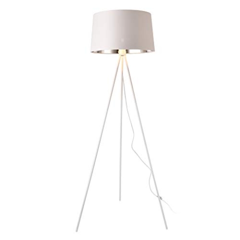 lux.pro Stehleuchte Manchester Stehlampe 3-Fuß-Leuchte Standleuchte 150 cm E27 Metall-Stoff Weiß-Silber