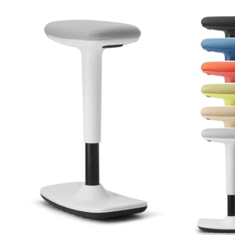 Trendoffice to-swift, Bürohocker, Stehsitz, Stehhilfe, Sitzhocker mit Wippfunktion, rutschfest, ergonomisch und höhenverstellbar (50-75 cm) für gesundes und aktives Sitzen, by Dauphin (weiß)