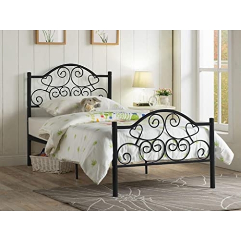 Vente-unique-Metallbett - 90 x 190 cm - Schwarz - Leyna