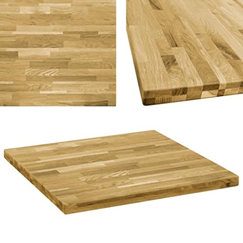 vidaXL Eichenholz Tischplatte 44mm 80x80cm Holzplatte für Couchtisch Esstisch