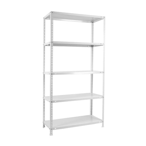 Simonrack Schwerlastregal, Lagerregal, 180x80x40 Metallregal, Kellerregal, Biegestelle 75 kg, 5 Fachböden, Weiss - Advantage
