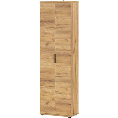 Germania Garderobenschrank 2796-243 GW-Fremont, in navarra-Eiche-Nachbildung, mit verstellbaren Einlegeböden und ausziehbarer Kleiderstange, 59x199x34 cm (BxHxT)
