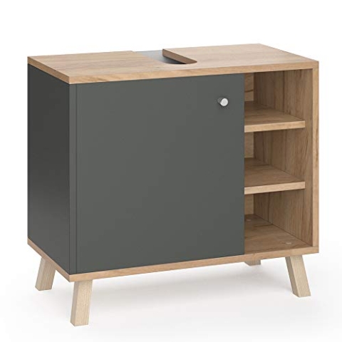 Vicco Waschbeckenunterschrank Senyo, Anthrazit/Goldkraft Eiche, 60 x 54 cm