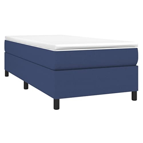 vidaXL Bettgestell, Polsterbett Bett für Schlafzimmer, Bettrahmen mit Lattenrost, Schlafzimmerbett Einzelbett, Blau 90x200cm Stoff