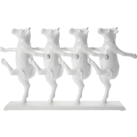 Kare Design Deko Figur Dancing Cows, Weiß, Deko Objekt, Kuh Motiv, Deko für Regal oder Sideboards, Büro Dekoration, 23x40x7 cm (H/B/T)