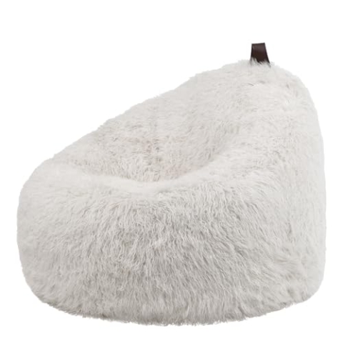 Icon Cocoon Sitzsack Sessel, Creme, Flauschiger Kunstpelzstoff, Sitzsack Erwachsene mit Füllung, Bean Bag, Flauschig Lounge Sessel, Lounge Stuhl, Schlafzimmer, Wohnzimmer, Wohnzimmer Möbel
