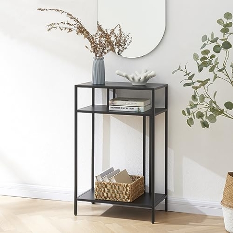 [en.casa] Konsolentisch Kumlinge Wohnzimmertisch schmal 55 x 30 x 85 cm Flurtisch mit Ablage Diele Metall Schwarz