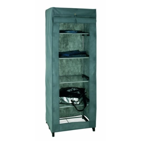 HAKU Möbel Stoffschrank alu, grau, schwarz, Kunststoff, Metall, Vliesstoff - Maße: B 60 cm x H 173 cm x T 50 cm, Style: Modern