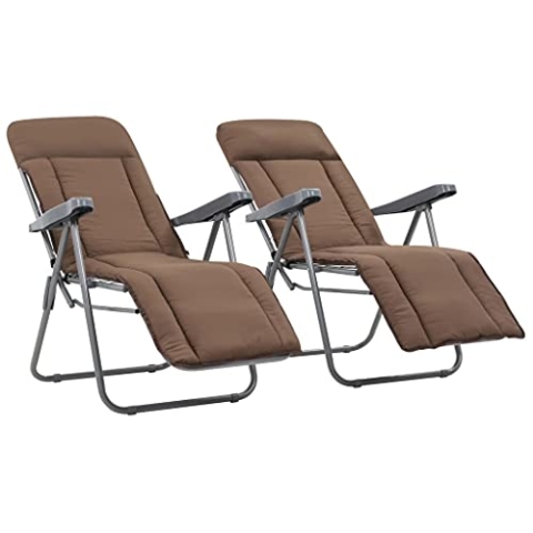 vidaXL 2X Gartenstuhl Klappbar Braun Liegestuhl Relaxstuhl Campingstuhl Liege