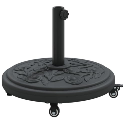 vidaXL Runder Regenschirmständer Stabilizer in Dunkel Holzkohle | Schwerlast-Harz und Metall | rutschfest für draußen | UV-beständig | Mittelgroßer Ständer für Patio