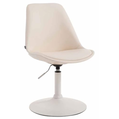 CLP Esszimmerstuhl Maverick Kunstleder I höhenverstellbarer Lehnstuhl I Drehstuhl mit Trompetenfuß I Sitzhöhe von ca. 43-48 cm, Farbe:Creme, Gestell Farbe:weiß