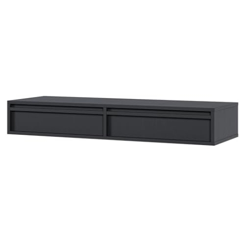 Selsey Schminktisch Makeup Tisch Frisiertisch Kosmetiktisch 110 cm Mit 2 Schubladen Hängend Schwarz Evo