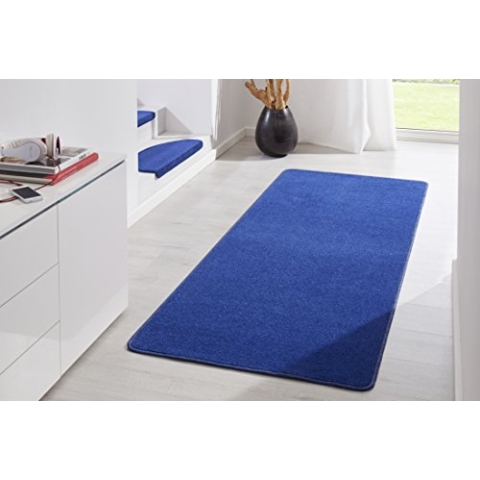 Hanse Home Indoor Teppich Fancy – Wohnzimmerteppich einfarbig Modern Velours Teppich für Esszimmer, Wohnzimmer, Kinderzimmer, Flur, Schlafzimmer, Küche – Blau, 80x200cm