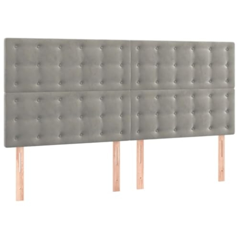 vidaXL LED Kopfteil Bettkopfteil Polsterkopfteil Betthaupt für Bett Bettgestell Bettrahmen Schlafzimmer Bettzubehör Hellgrau 160x5x118/128cm Samt