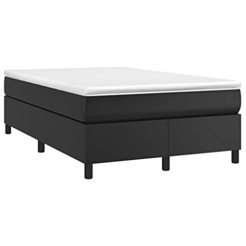 vidaXL Bettgestell, Polsterbett Bett für Schlafzimmer, Bettrahmen mit Lattenrost, Kunstlederbett Doppelbett, Schwarz 120x200cm Kunstleder