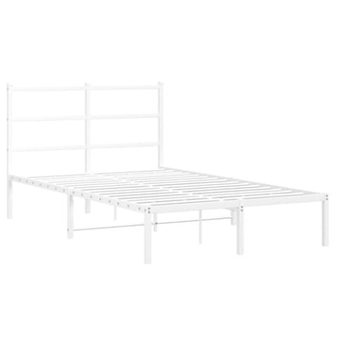 vidaXL Bettgestell, Bettrahmen mit Lattenrost, Bett Gästebett mit Kopfteil, Metallbett Doppelbett Schlafzimmerbett, Weiß 120x190cm Metall