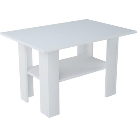 MATKAM Couchtisch Ł1, H 55 x B 87 x T 60 cm, mit Verstellbarem Regal, Wohnzimmer Couchtisch Modern, Wohnzimmertisch Universal (Weiß)