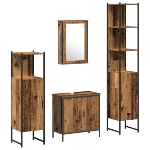 vidaXL Badmöbel Set 4tlg. Altes Holz Verbundholz