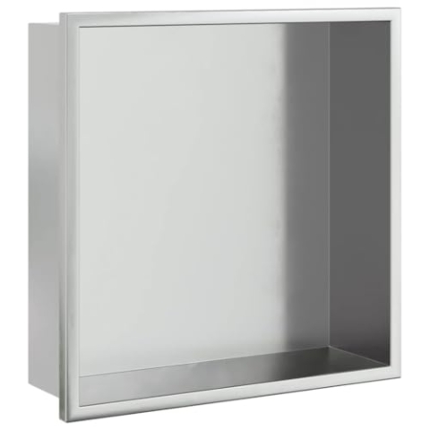 vidaXL Duschnische Gebürstet Silbern 32x32x9 cm Edelstahl, Wandnische, Wandnische Dusche, Badnische, Wandnischen, Einbaunische Dusche, Badnischen